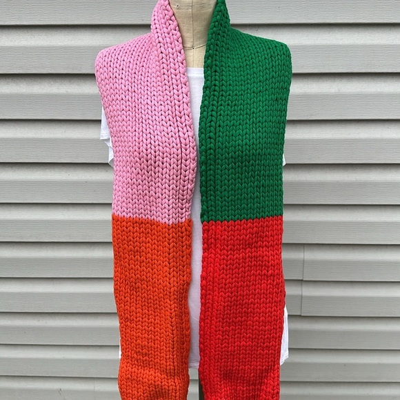 NWT Tory Burch Sport Hand Knit Multi-Color Colorblock Scarf - Picture 3 of 10